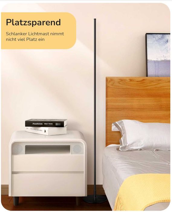 EDISHINE Lampa de Podea LED Dimmabila cu Funcție de Memorie – Neagră 146cm