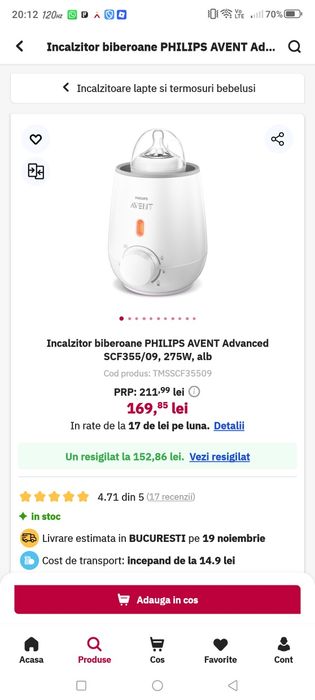 Incalzitor biberoane PHILIPS AVENT Advanced SCF355