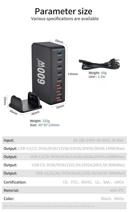 GaN3 600W Станция PD 3.1 Най-новата GaN Технология за Бързо Зареждане