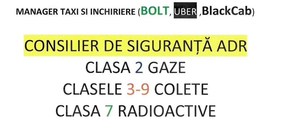 manager de transport marfa persoane taxi consilier de siguranța  ADR