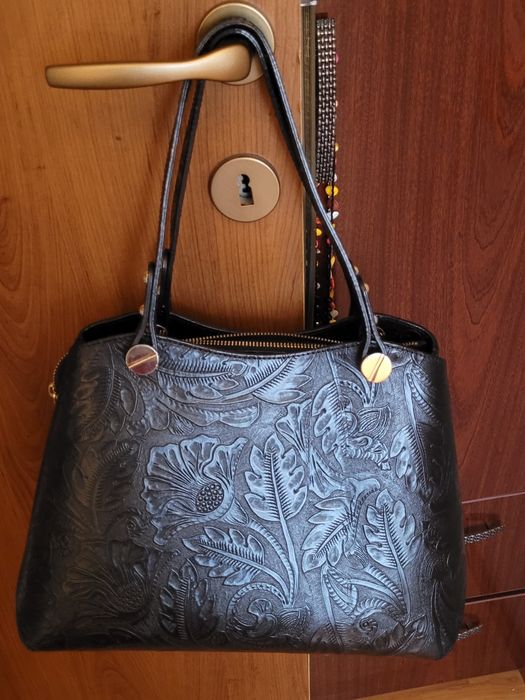 Geantă piele naturala neagră