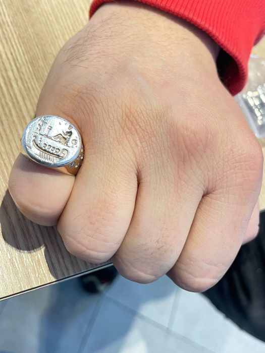 Inel aur 14 k cu diamante naturale 0,5 kt si moneda Grecia antica