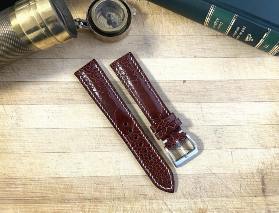 Curea ceas din piele de strut-Handmade