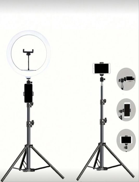 Трипод със светещ  ринг и стойка за телефон