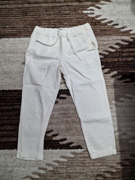 Pantaloni albi Zara bumbac 42 L