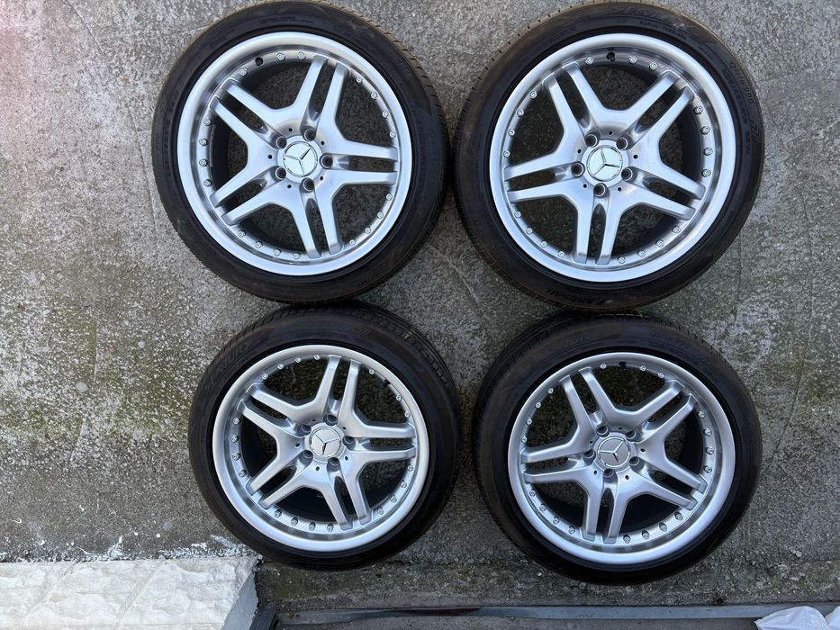 Jante Mercedes AMG 18” ET33 + anvelope vară foarte bune | Echilibrate | Capace noi