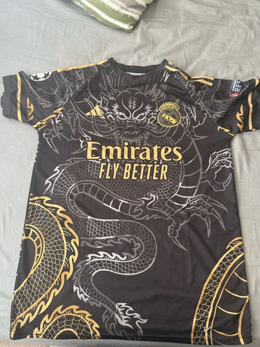 Tricou negru Real Madrid dragon