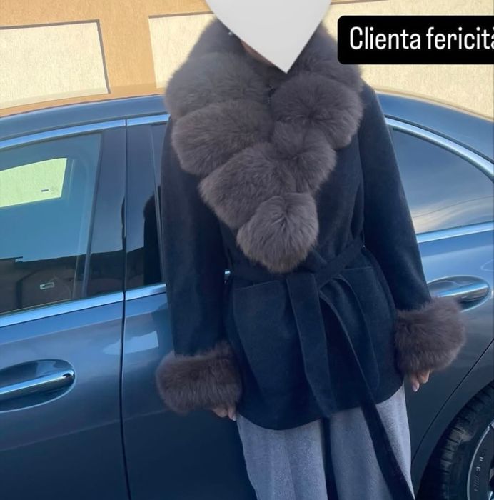 Palton casmir cu blana naturala
