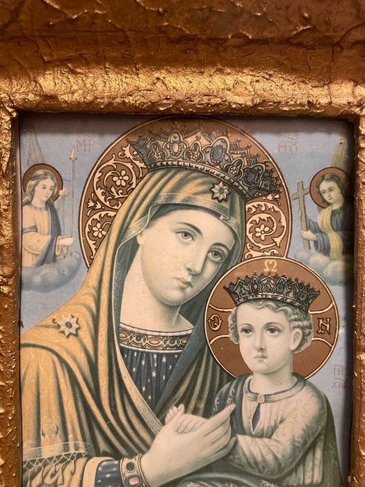 icoana veche icoana cu geam dim 30x34cm icoana veche deosebita icoana