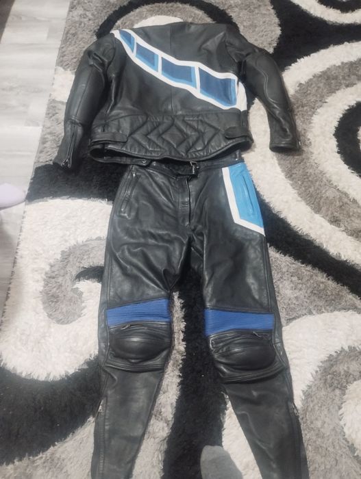 Costum moto piele,geacă textil vara, pantaloni dama vanucci.
