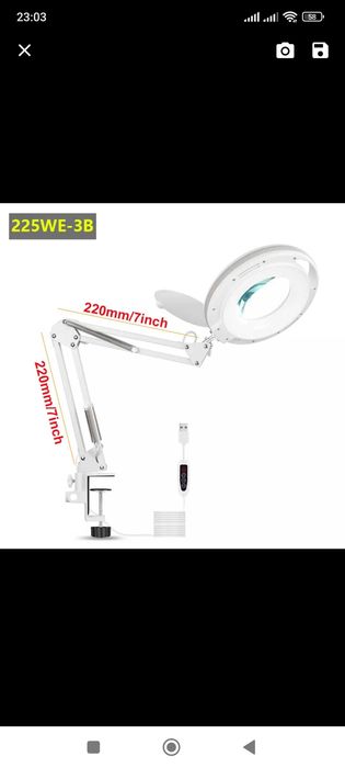 Лед лампа с лупа за бюро. Козметична лампа с лупа.