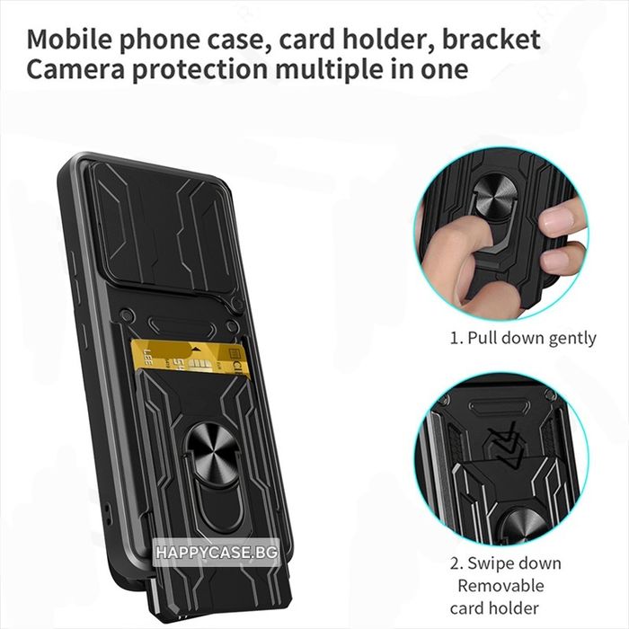 Xiaomi Poco X8 Pro 5G / RING CARD SLOT Удароустойчив кейс гръб със слот за карта и ринг
