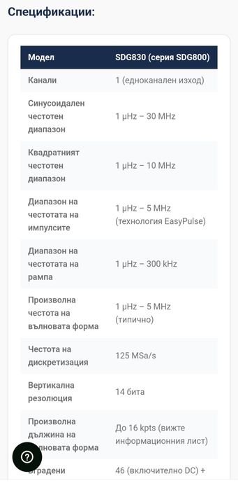 Siglent SDG830 30MHz генератор на функции/произволни вълнови форми