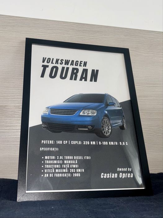 Tablou A4 în ramă – Poster auto personalizat