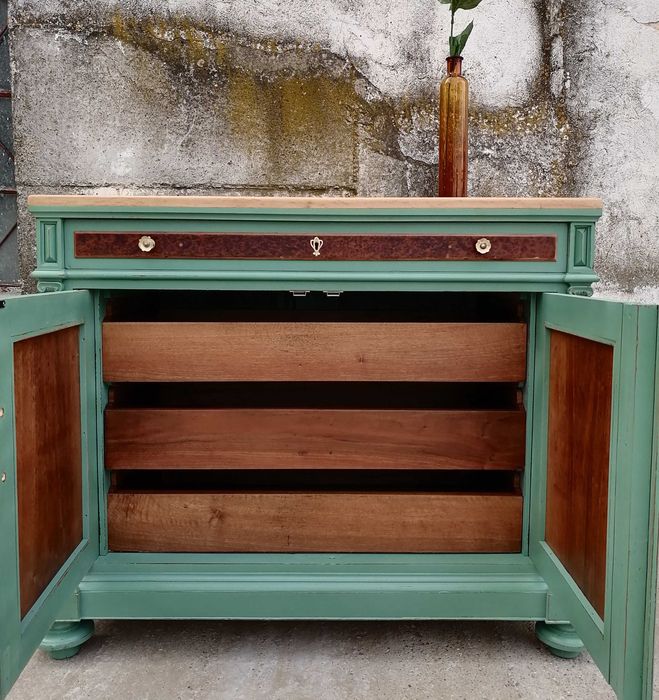 Comoda veche din lemn cu blat din stejar, reconditionata / Servanta