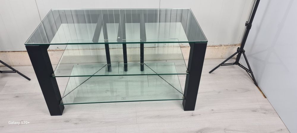 Немски Schroers & Berlin Телевизионна маса от стъкло стомана