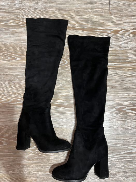 Замшевые зимние сапоги