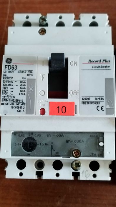 Автоматични Трифазни прекъсвачи GE Record Plus FD63 - 63A (General Electric)