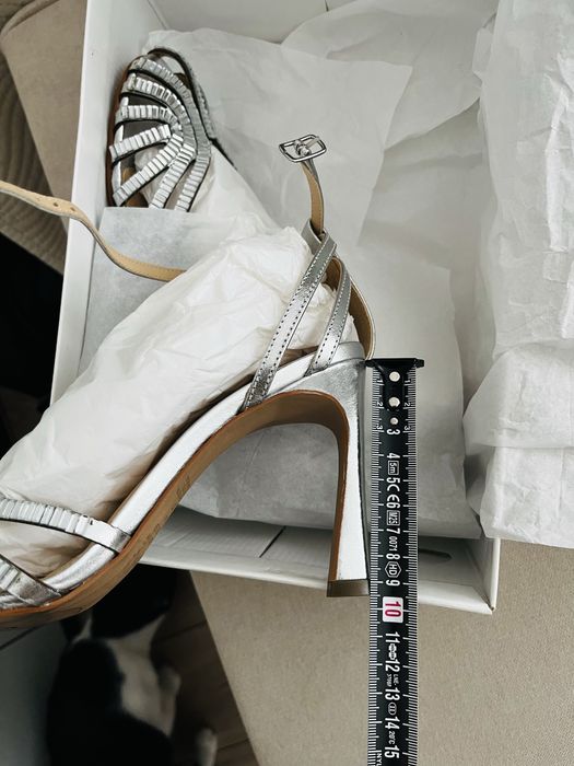 Sandale argintii din piele naturala Cloud 9, marimea 39