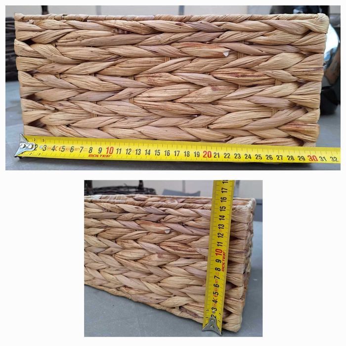 Големи кошници, ратанов панер и керамична саксия чаша