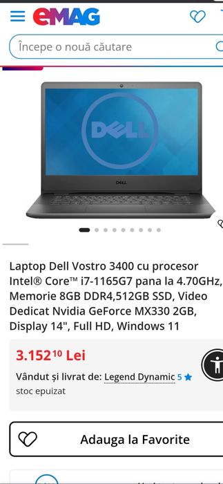Laptop DELL Vostro 3400 - i7 - 1165G7 - 8GB - 512 GB SSD M2 ( cutie + accesorii)