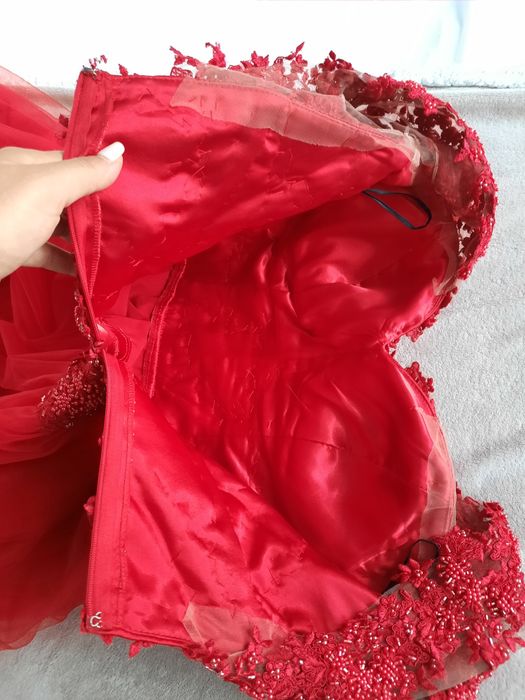 Rochie bijuterie corset seara rosie