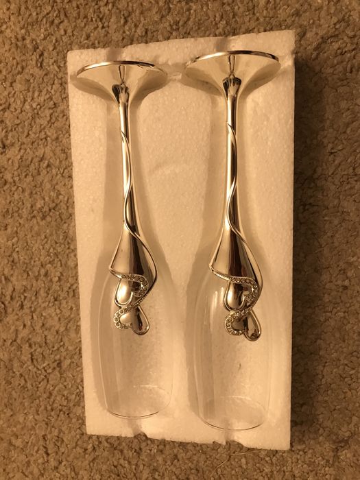 Pahare argintate inima nunta