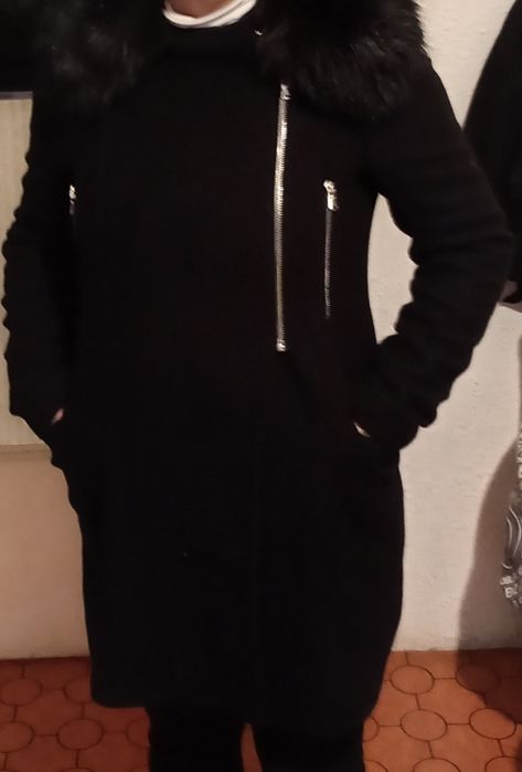 Дамско черно яке, палто ZARA