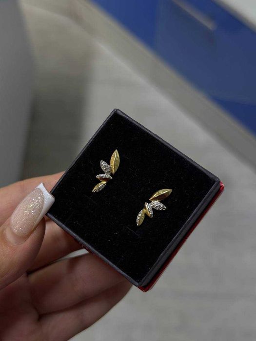 Золотые серьги цветок алтын