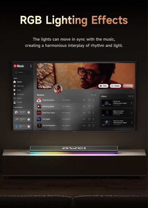 Портативная колонка Awei KA50 24 Вт, Bluetooth 5.4/6.0 саундбар