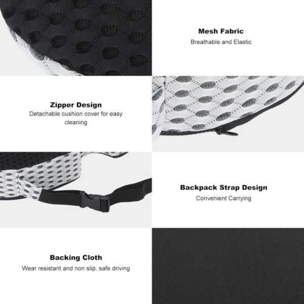 Възглавница с мемори пяна и 3D дишаща мрежа, Противохлъзгаща, За офис