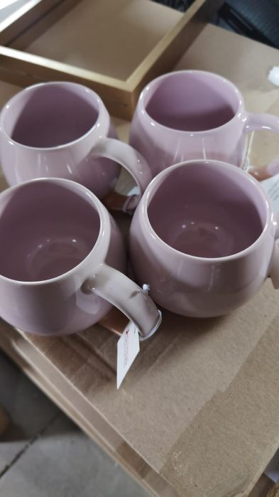 Set 4 căni ceramică roz, 450ml