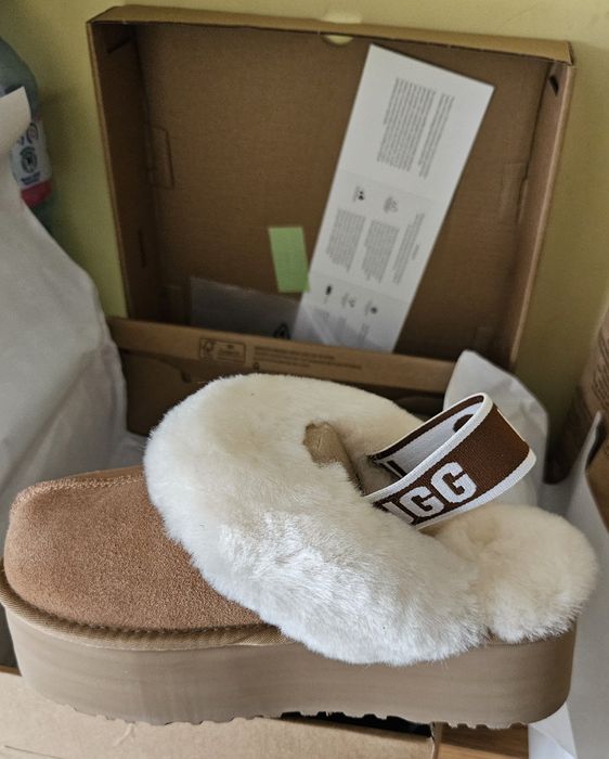 Нови UGG велурени боти с пух без закопчаване с кожа кафяви 37