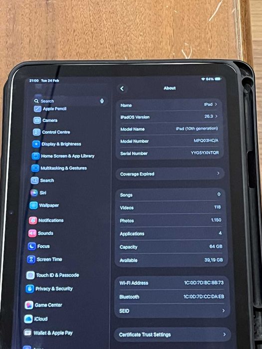 Apple Ipad 10, 64Gb + Apple Magic Keyboard