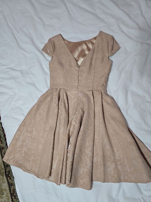 Rochie din jacard roz pudra
