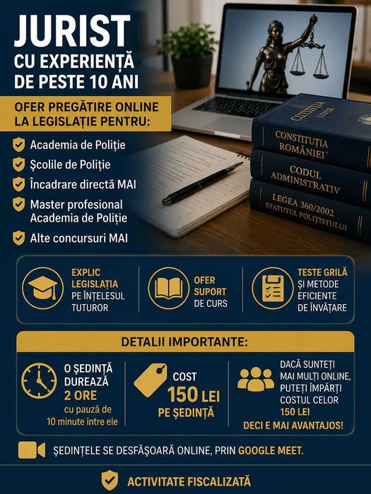Pregătire legislativă pentru admiterea în Poliție și concursuri MAI