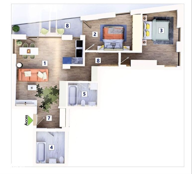 Apartament 3 camere, in constructie, zona Tractoru — fotografia 1