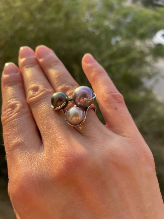 Комплект кольцо и браслет с жемчугом