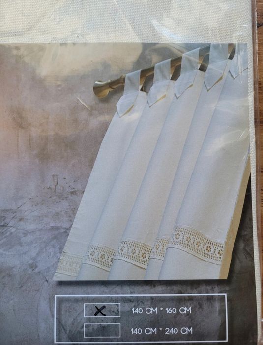 Set 2 Perdele 100% Bumbac, 140x160, Crem