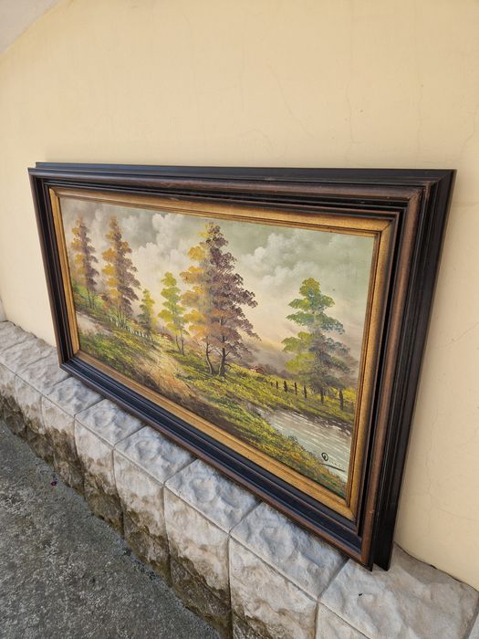 Страхотна огромна антикварна авторска майсторска картина