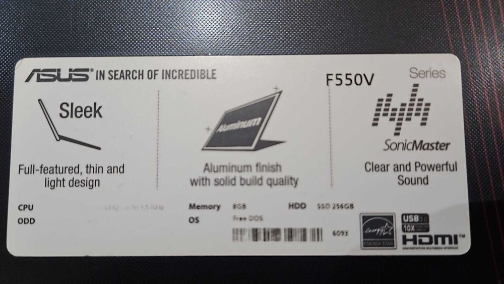 Laptop Asus F550V I7 6700HQ GTX 950M4GB SSD256Gb8GbRamVideochat/Gaming