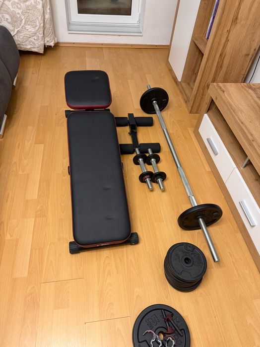 set de greutăți cu bancă pliabilă