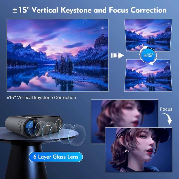 Видео проектор Toperson  8000 лумена, 200", Dolby HD, WiFi, Bluetooth