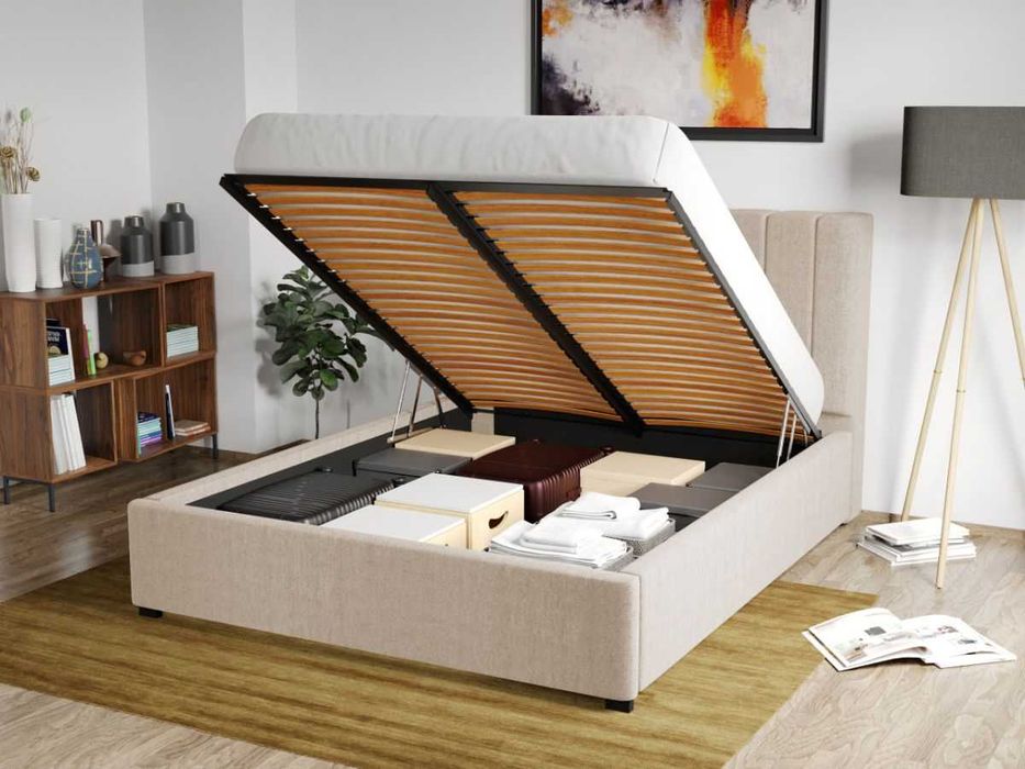 Pat Tapitat Adam Bej Falcone 102 cu lada depozitare 140/160/180x200