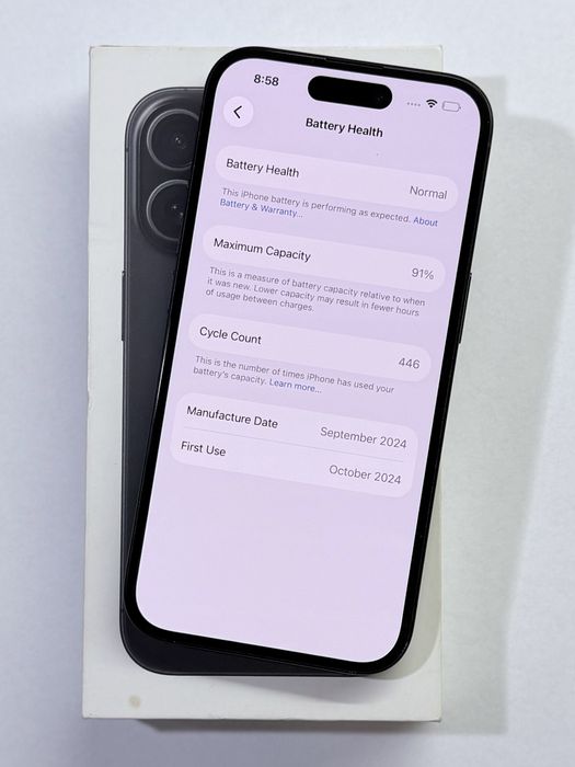 iPhone 16 Black 91% battery
