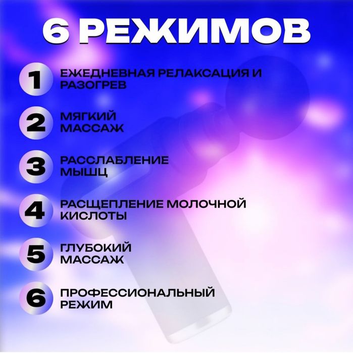 Массажёр чёрный перкуссионный электрический для тела, шеи, плеч, спины