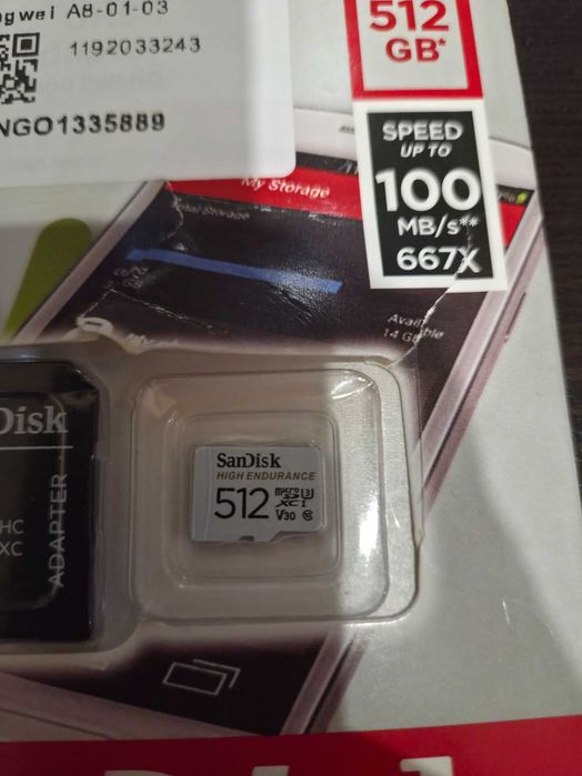 micro SD card  512Gb SanDisk HIGH ENDURANNCE