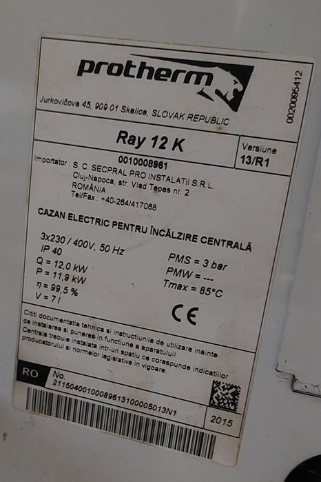 Centrala electrica, Protherm Ray 12 KE 14EU, 12 kW