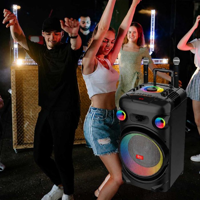 RGB Boxă portabilă SING-E JQS913 12" 80W cu 2 microfoanele JBL PartyBox sistem de boxe pentru Karaoke