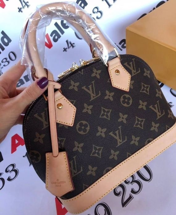 Geanta mini LV Alma,France,curea detasabila umăr, saculet, etichetă